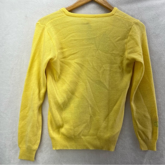 Vintage 1960's-70's Yellow Cyn Les Frog Patch Sweater Size Small - Picture 6 of 8